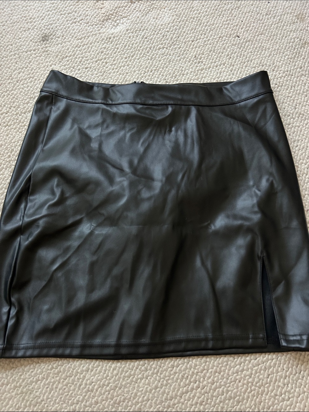 Black Faux Leather Mini Skirt - Women
